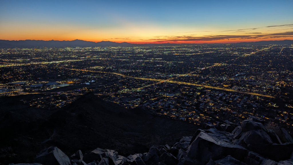 Mountain summit at sunset