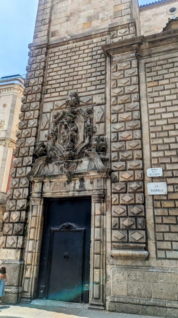 Building that shows the street sign La Rambla in Barcelona Spain
